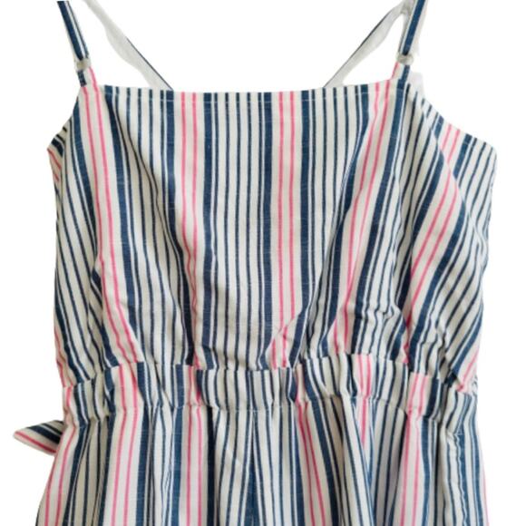 Jack by BB Dakota Romper Blue Red Ivory Striped Faux Wrap Skirted Romper Size XS - Picture 6 of 12